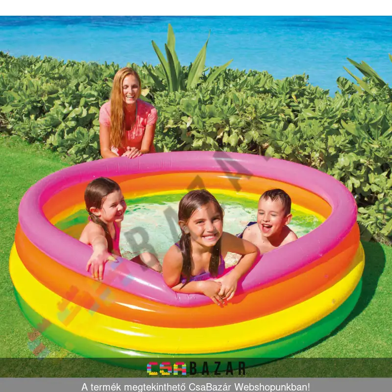 medence, felfújható medence, gyűrűs medence, 168cm átmérőjű medence, intex, matrac pumpa, double quick matrac pumpa, intex56441, 168x46cm, intex medence