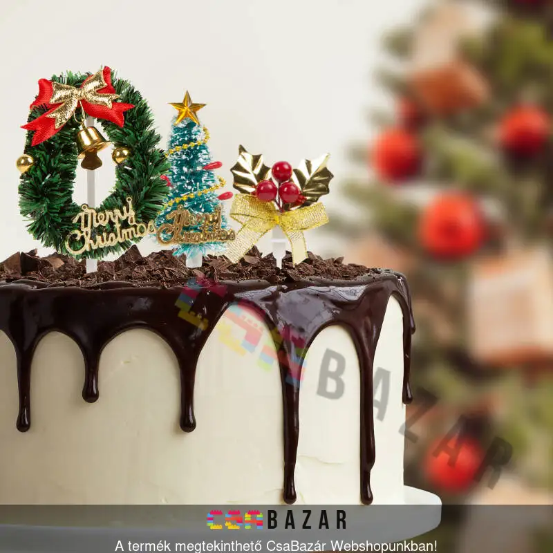 karácsonyidekor, dekor, karácsony, karácsonyi, dekoráció, dekorálás, dísz, díszítés, torta, tortadekor, tortafeltét, feltét, sütemény, süti, advent, zöld, piros, arany, leszúró, leszúróval