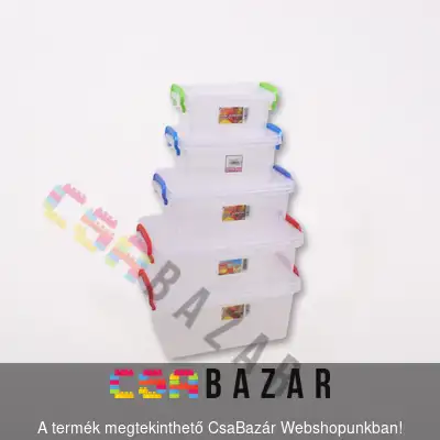 tároló, tároló doboz, füles tároló, tároló zárható tetővel, füles doboz, doboz, 1 l, tároló szögletes