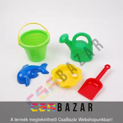 homokozó, szett, homok, szita, locsoló, lapát, vödör