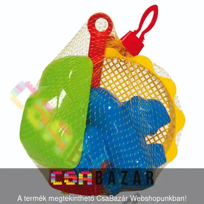 homokozó, szett, homok, szita, locsoló, lapát, vödör, forma