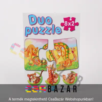 puzzle, duo puzzle, kirakó, állat, vadállat, safary, vadon, strucc, teve, elefánt, tigris, zsiráf, víziló, képpár, képkirakó