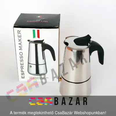 kávéfőző inox, kotyogó, 4 személyes, espresso, inox kávéfőző, króm