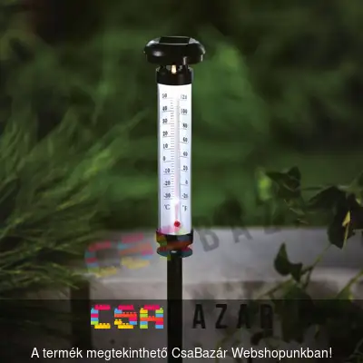 lámpa, solarlámpa, szolár lámpa, napelemes lámpa, napelemes, led, ledlámpa, ledeslámpa, leszúrható szolár lámpa, leszúrható lámpa, kerti lámpa, kerti dísz, hőmérő