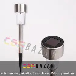 Inox kerti napelemes lámpa, jelzőfény - 30 cm