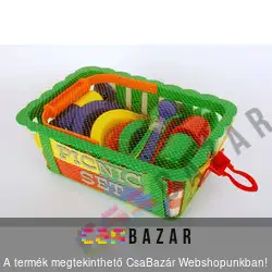Tányér készlet kosárban, piknik szett