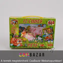 12 kockából álló képkirakó mesekocka, háziállatok Pets
