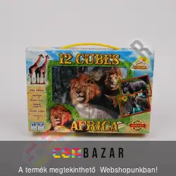 12 kockából álló képkirakó mesekocka, afrikai állatok Africa