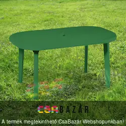 Műanyag kerti ovál asztal zöld színben
