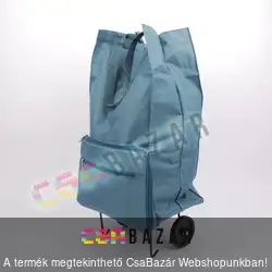 Összecsukható kerekes bevásárló táska, cipzáros zsebekkel