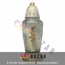 Üveg mécses nagy fehér 28cm fedeles