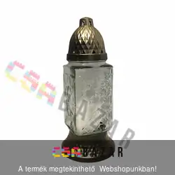 Üveg mécses 24cm antikolt fedeles