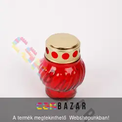 Üveg mécses piros 10cm fém fedeles