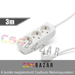 Hálózati elosztó 3 aljzattal, 3 m