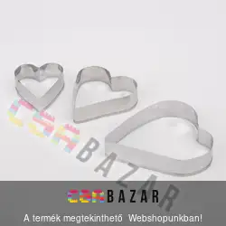 3 db-os sütemény formázó - szív alakú