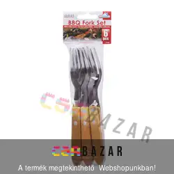 Fa nyelű 6db-os villa BBQ készlet