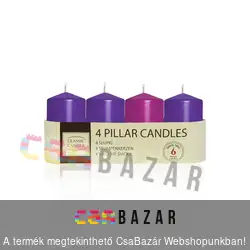 Adventi gyertya metál 4 db-os lila rózsaszín