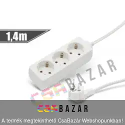 Hálózati elosztó 3 aljzattal 1,4 m