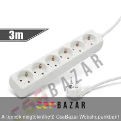 Hálózati elosztó 6 aljzattal 3m