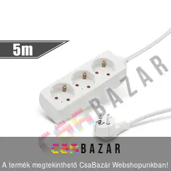 Hálózati elosztó 3 aljzattal, 5 m