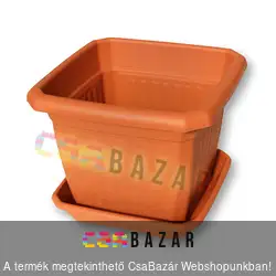 Négyszögletes terrakotta virágcserép alátéttel 50 cm-es