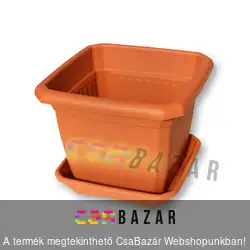 Négyszögletes terrakotta virágcserép alátéttel 40 cm-es