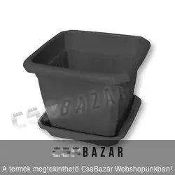 Négyszögletes antracit virágcserép alátéttel 40 cm-es