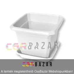 Négyszögletes fehér virágcserép alátéttel 40 cm-es