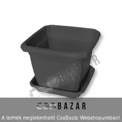 Négyszögletes antracit virágcserép alátéttel 30 cm-es