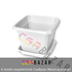 Négyszögletes fehér virágcserép alátéttel 30 cm-es