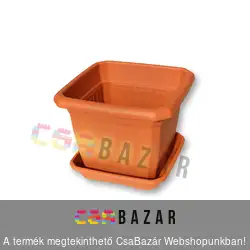 Négyszögletes terrakotta virágcserép alátéttel 20 cm-es