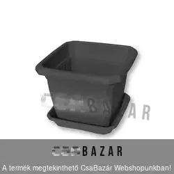 Négyszögletes antracit virágcserép alátéttel 20 cm-es