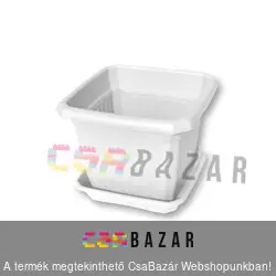 Négyszögletes fehér virágcserép alátéttel 20 cm-es