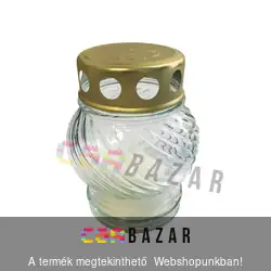Üveg mécses fehér 10cm fém fedeles
