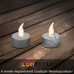 LED-es Teamécses elemmel - ezüst 2db/csomag