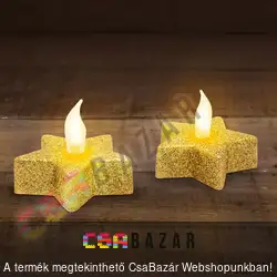 LED-es csillag Teamécses elemmel - arany 2db/csomag