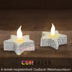 LED-es csillag Teamécses elemmel - ezüst 2db/csomag