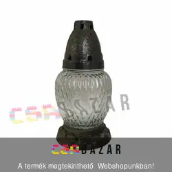 Üveg mécses 17 cm fedeles
