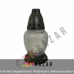 Üveg mécses 17 cm fedeles - antikolt