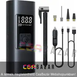 Digitális kijelzős, tölthető, hordozható elektromos pumpa, LED világítással