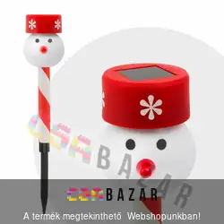 Led-es szolár lámpa - hóember kalappal