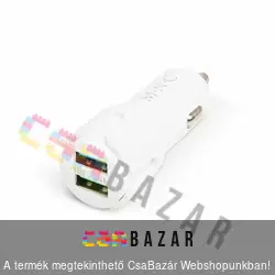 Autós szivargyújtó adapter max. 2.4A 2 USB aljzattal - Fehér