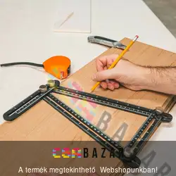 Fém négyoldalú vonalzó, szögmásoló - 31 x 18 cm