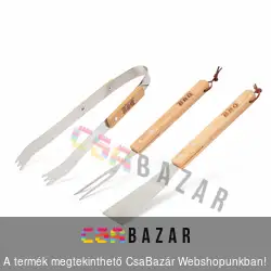 Grillező eszköz szett - 3 db-os - fa nyéllel