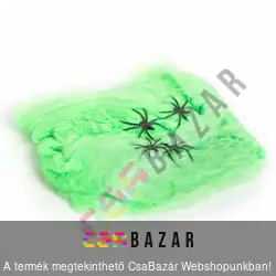Pókháló és pók Halloween dekoráció - zöld