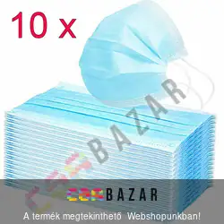 Szájvédő maszk, szájmaszk gumis 3 rétegű 10 db/csomag