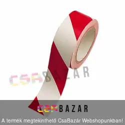 Jelölő öntapadós szalag piros/fehér 48 mm széles 20 m/tekercs