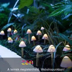 LED-es szolár lámpa 12 db mini gomba melegfehér - 24 cm x 4 m
