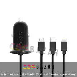 Szivargyújtós adapter 4 az 1-ben + USB - fekete