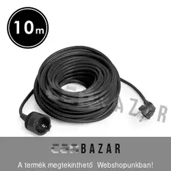 Hálózati lengő hosszabbító 10 m fekete - 3 x 1,50 mm²